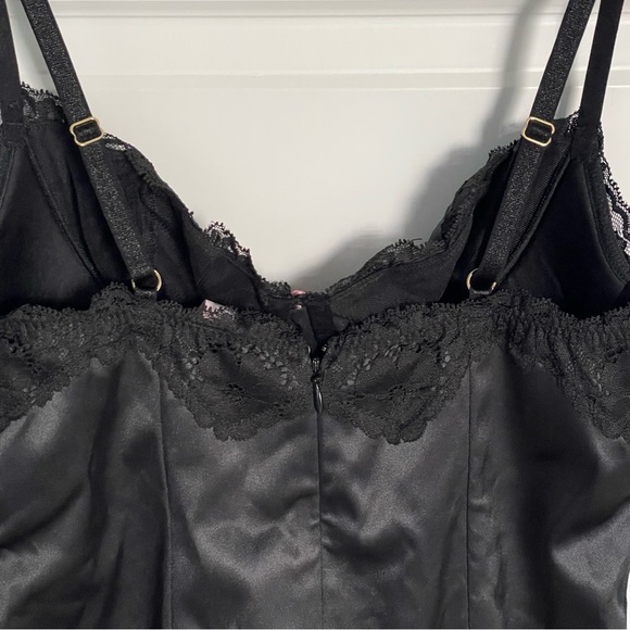 New! Victoria’s Secret wicked satin lace trim midi dress black 47420 - Picture 8 of 13